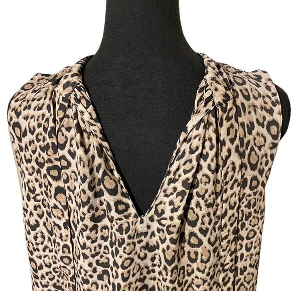 LOFT Leopard Print Blouse Tank Back Tie - Picture 5 of 8